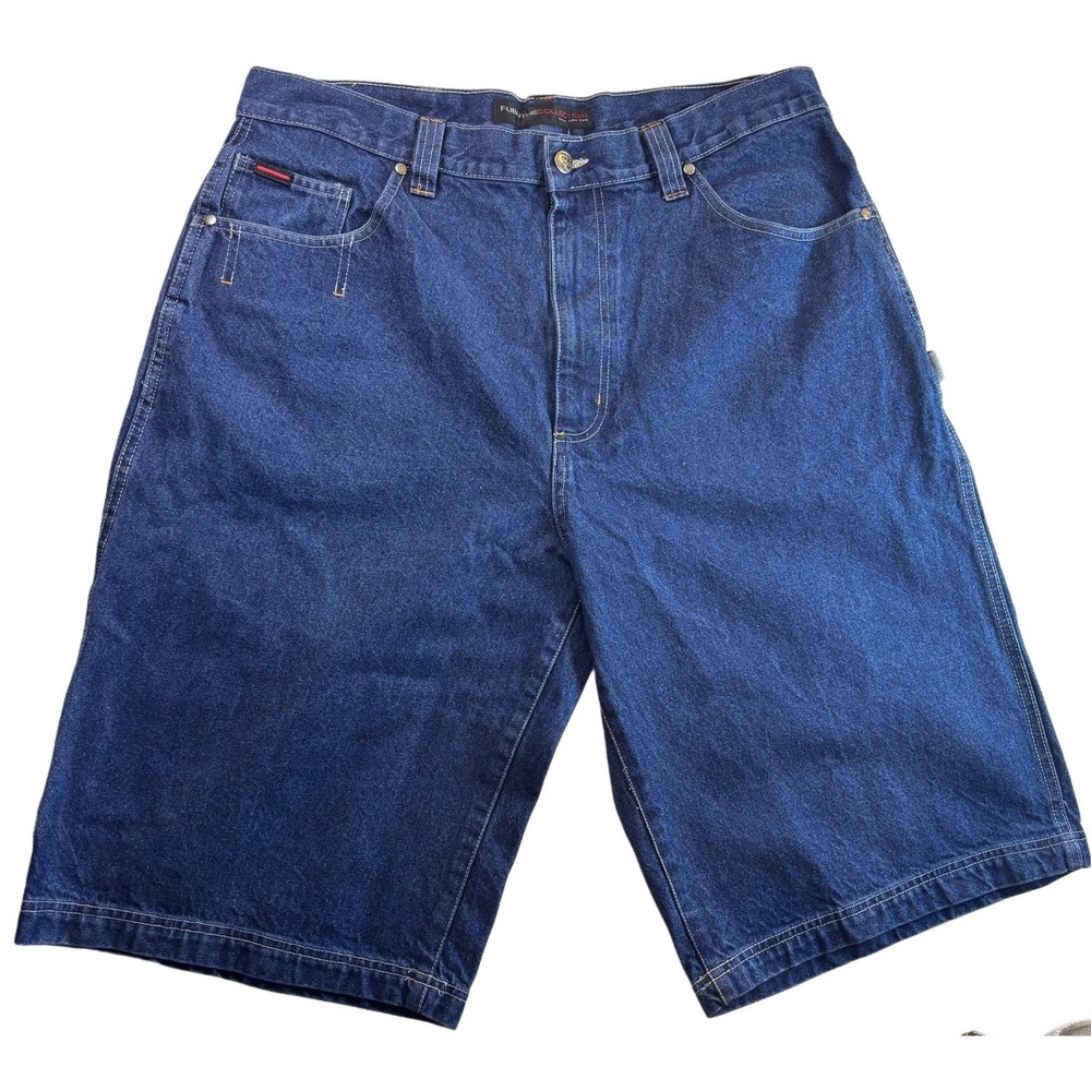 FUBU The Collection Vtg Baggy Denim Carpenter Shorts Blue Mens W38 90s‎ Y2K